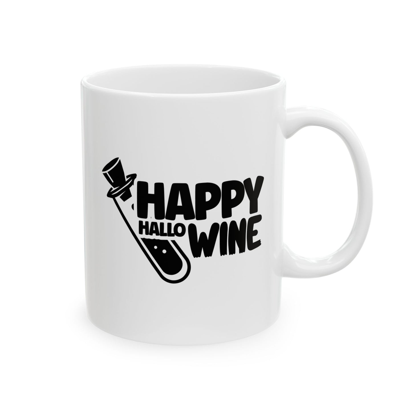 #125 Happy HalloWine – Spooky & Funny Halloween Mug | 11oz & 15oz Coffee Cup