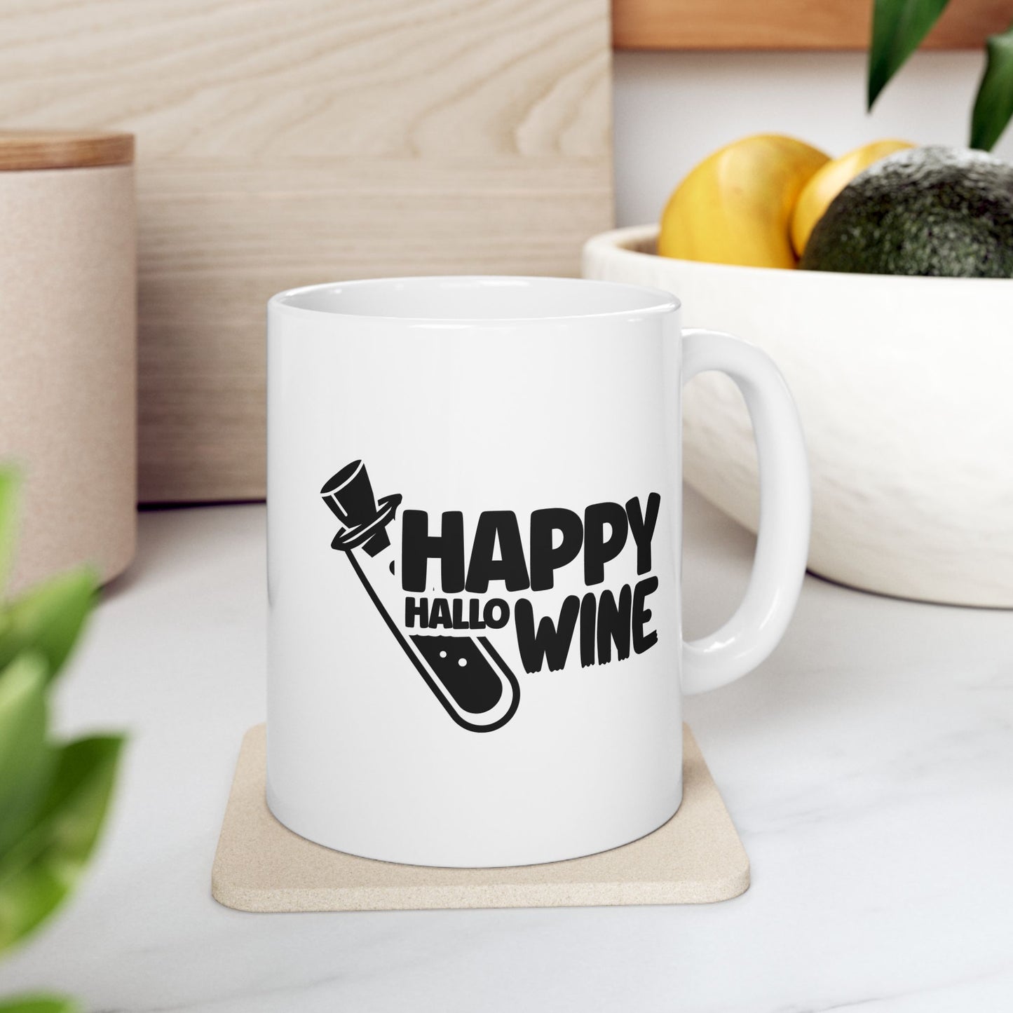 #125 Happy HalloWine – Spooky & Funny Halloween Mug | 11oz & 15oz Coffee Cup