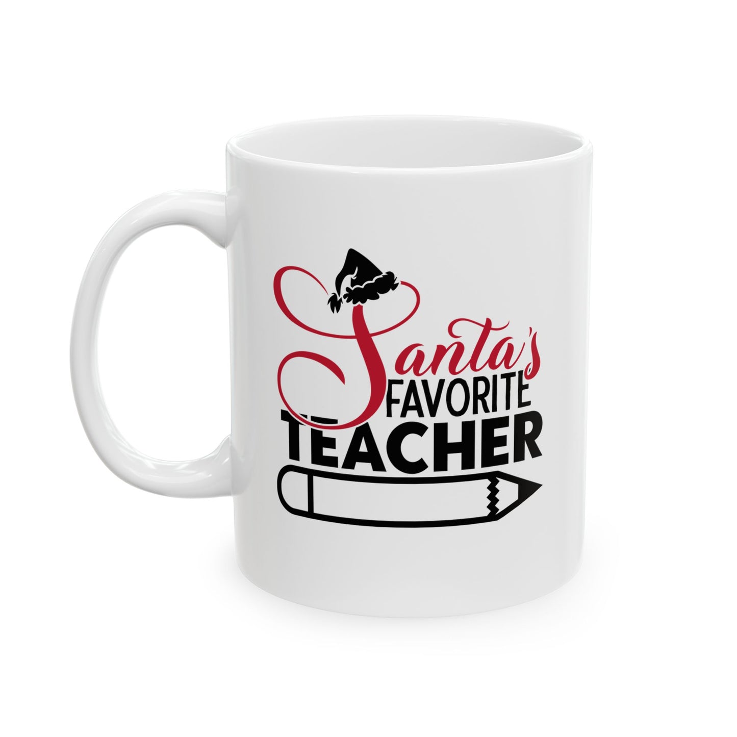 #206 Santa's favorite teacher - Funny Holiday & Festive Christmas Mug, Perfect Gift | 11oz & 15oz Coffee Cup