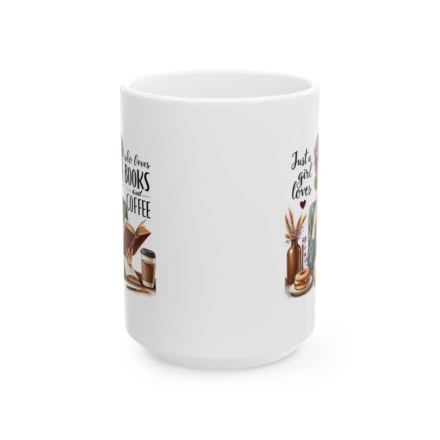 #56 Just a girl who loves books and coffee - Funny Retro Girl Mug for Everyday Use | 11oz & 15oz Coffee Cup