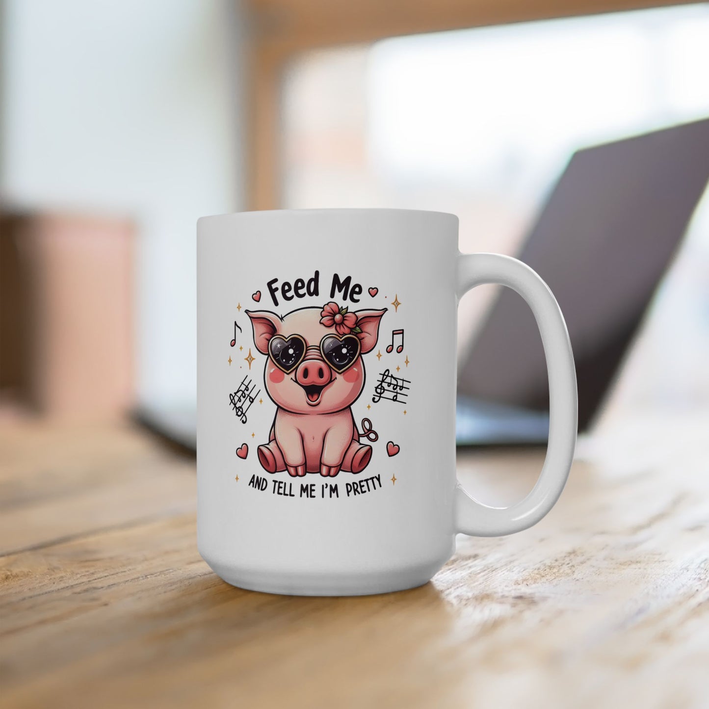 #72 Feed me and tell me I'm pretty - Funny Animals Quotes Mug for Everyday Use | 11oz & 15oz Coffee Cup