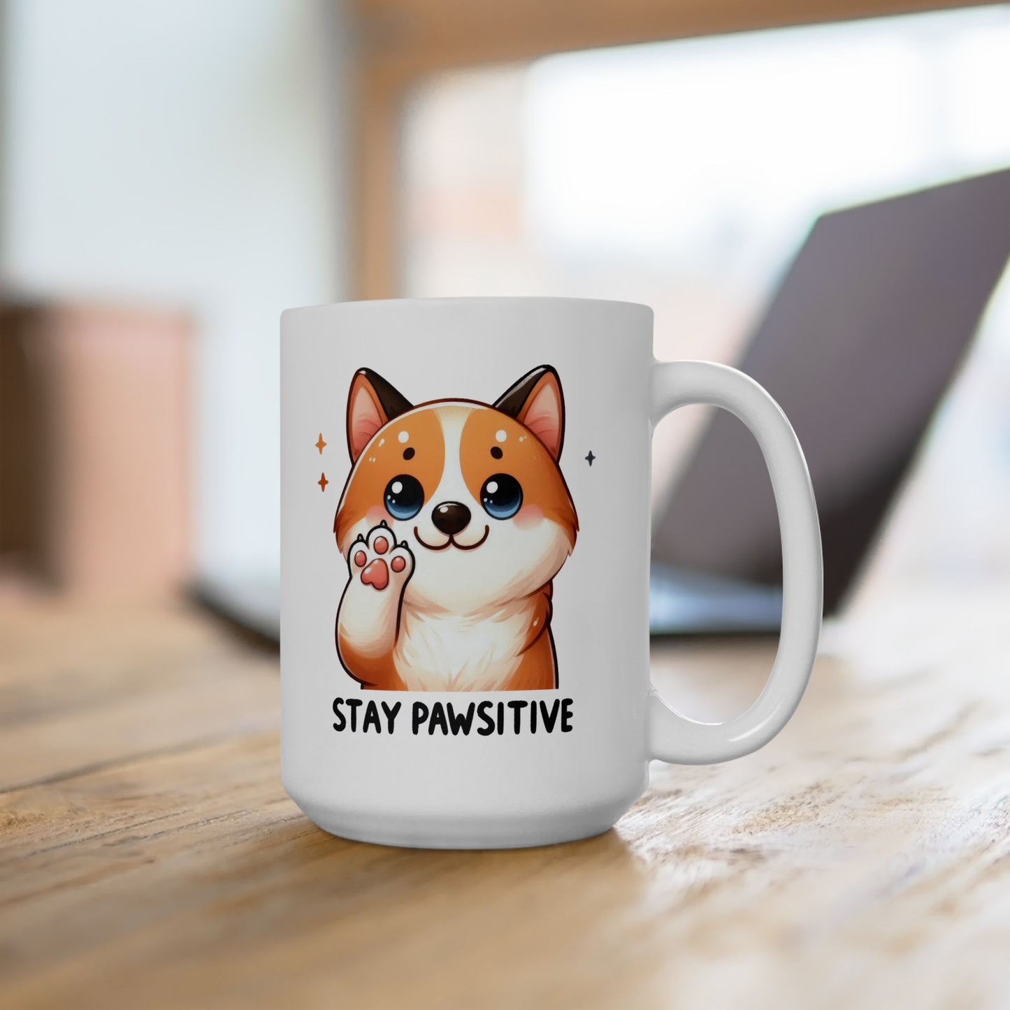 #238 Stay pawsitive - Kawaii Motivation & Positivity Mug, Cute & Uplifting Gift | 11oz & 15oz Coffee Cup