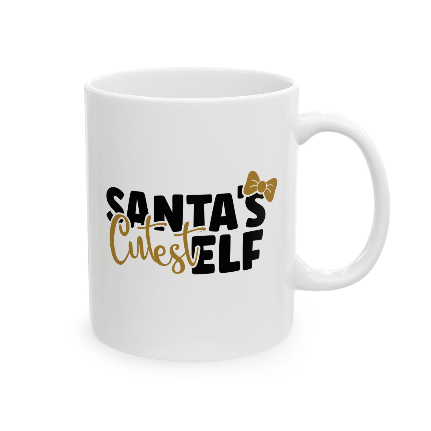 #204 Santa's cutest elf - Funny Holiday & Festive Christmas Mug, Perfect Gift | 11oz & 15oz Coffee Cup