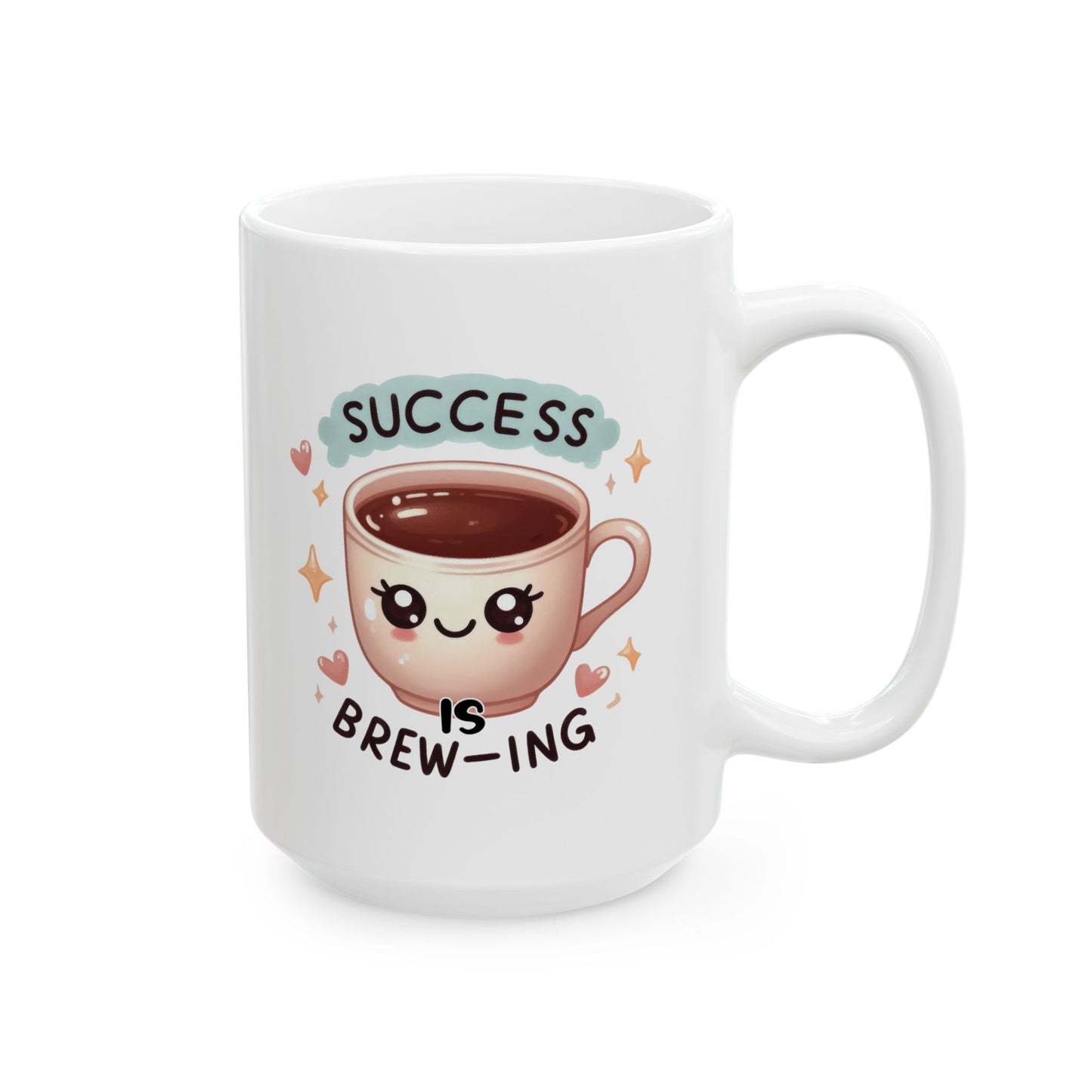 #246 Success brewing - Kawaii Motivation & Positivity Mug, Cute & Uplifting Gift | 11oz & 15oz Coffee Cup