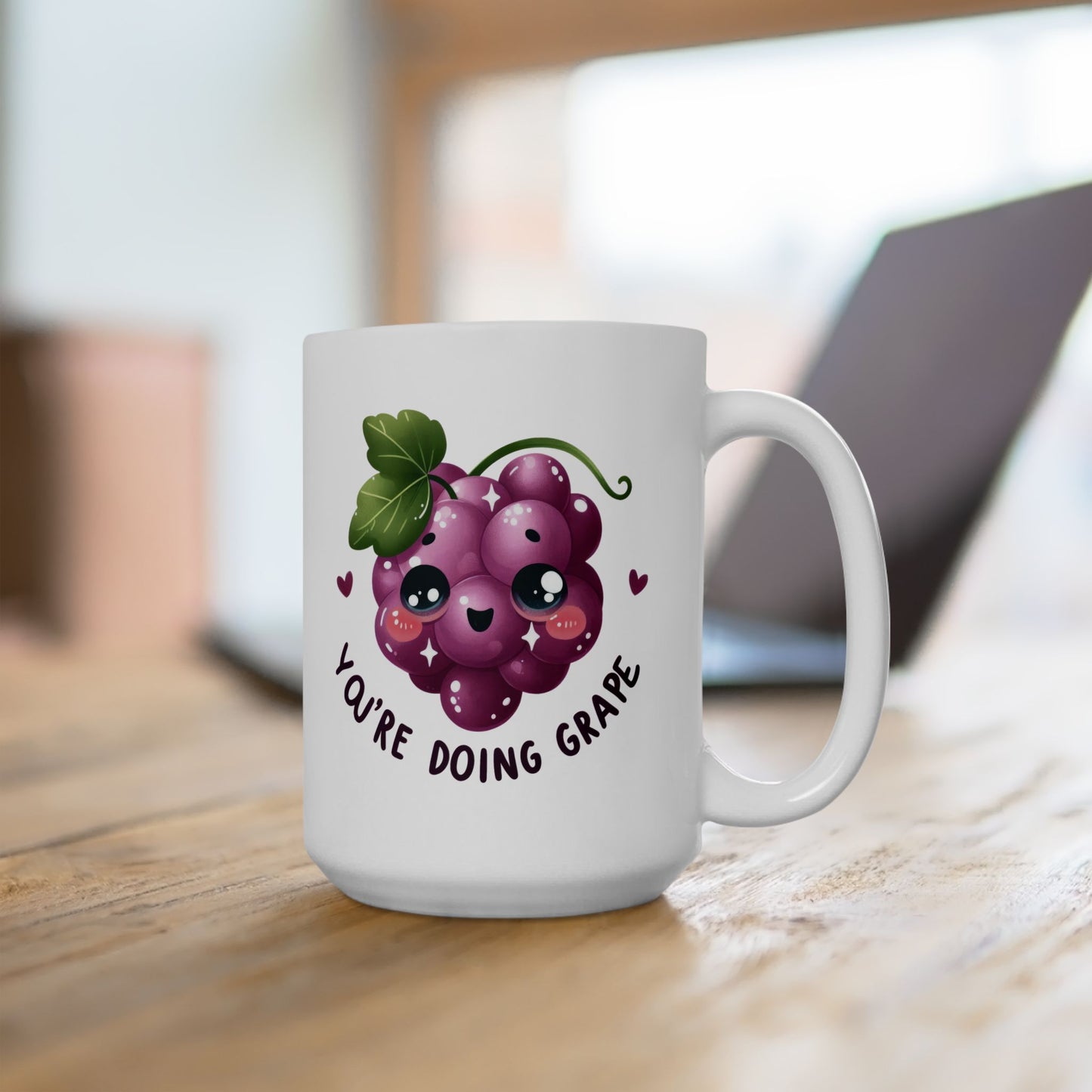 #235 You're doing grape - Kawaii Motivation & Positivity Mug, Cute & Uplifting Gift | 11oz & 15oz Coffee Cup