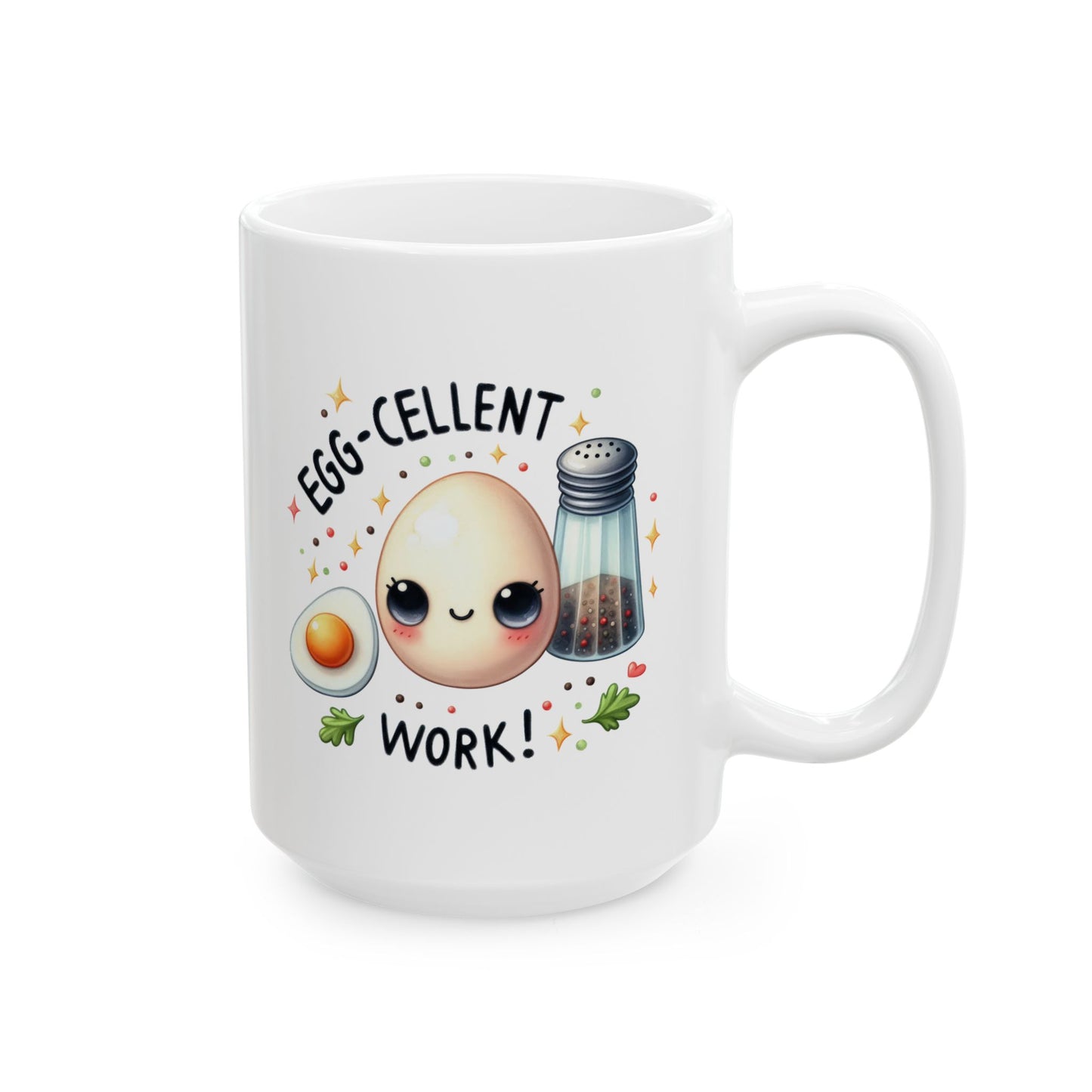 #242 Egg-cellent work! - Kawaii Motivation & Positivity Mug, Cute & Uplifting Gift | 11oz & 15oz Coffee Cup