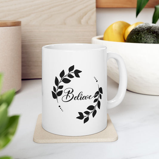 #154 Believe - Funny Holiday & Festive Christmas Mug, Perfect Gift | 11oz & 15oz Coffee Cup