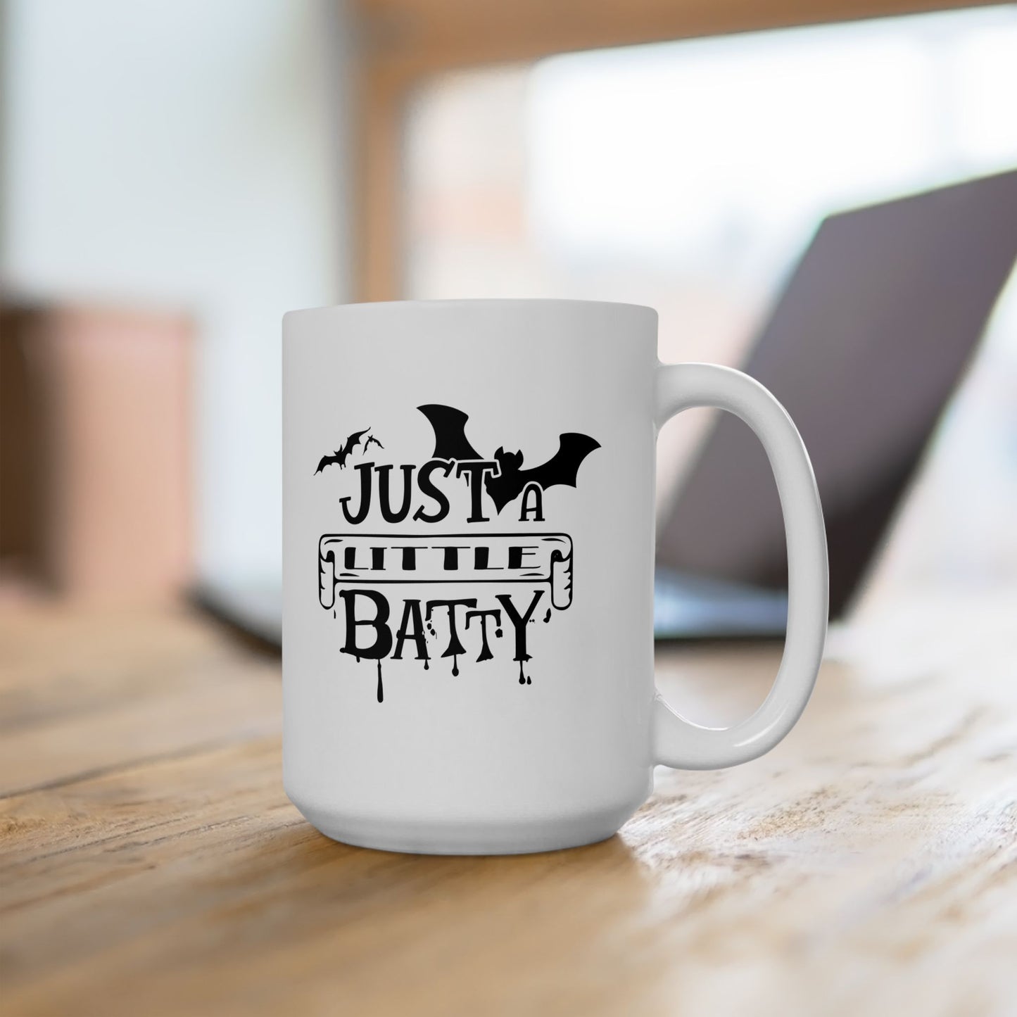 #134 Just a little batty – Spooky & Funny Halloween Mug | 11oz & 15oz Coffee Cup
