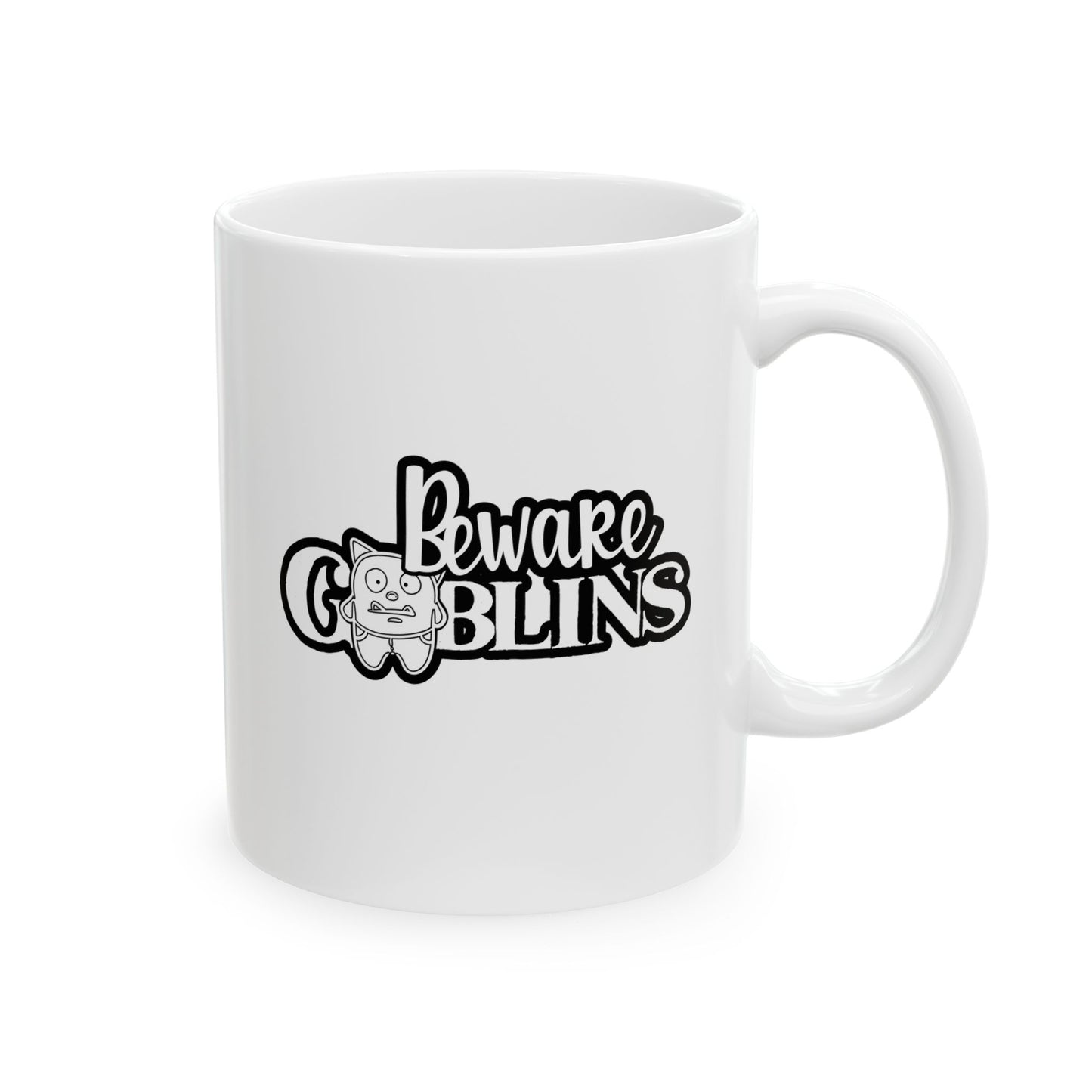 #111 Beware Goblins – Spooky & Funny Halloween Mug | 11oz & 15oz Coffee Cup
