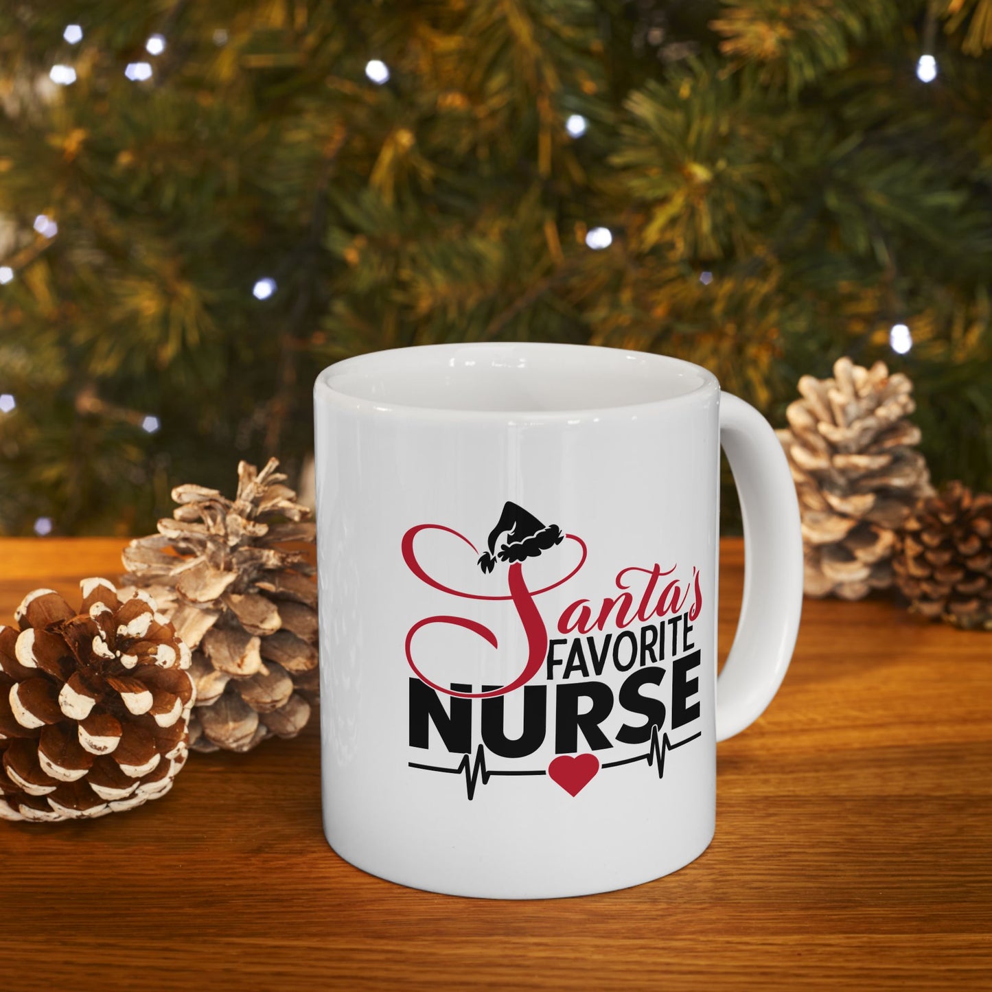 #205 Santa's favorite nurse - Funny Holiday & Festive Christmas Mug, Perfect Gift | 11oz & 15oz Coffee Cup