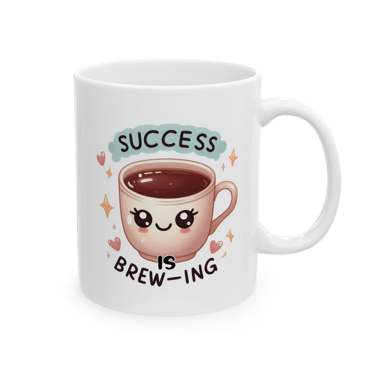 #246 Success brewing - Kawaii Motivation & Positivity Mug, Cute & Uplifting Gift | 11oz & 15oz Coffee Cup