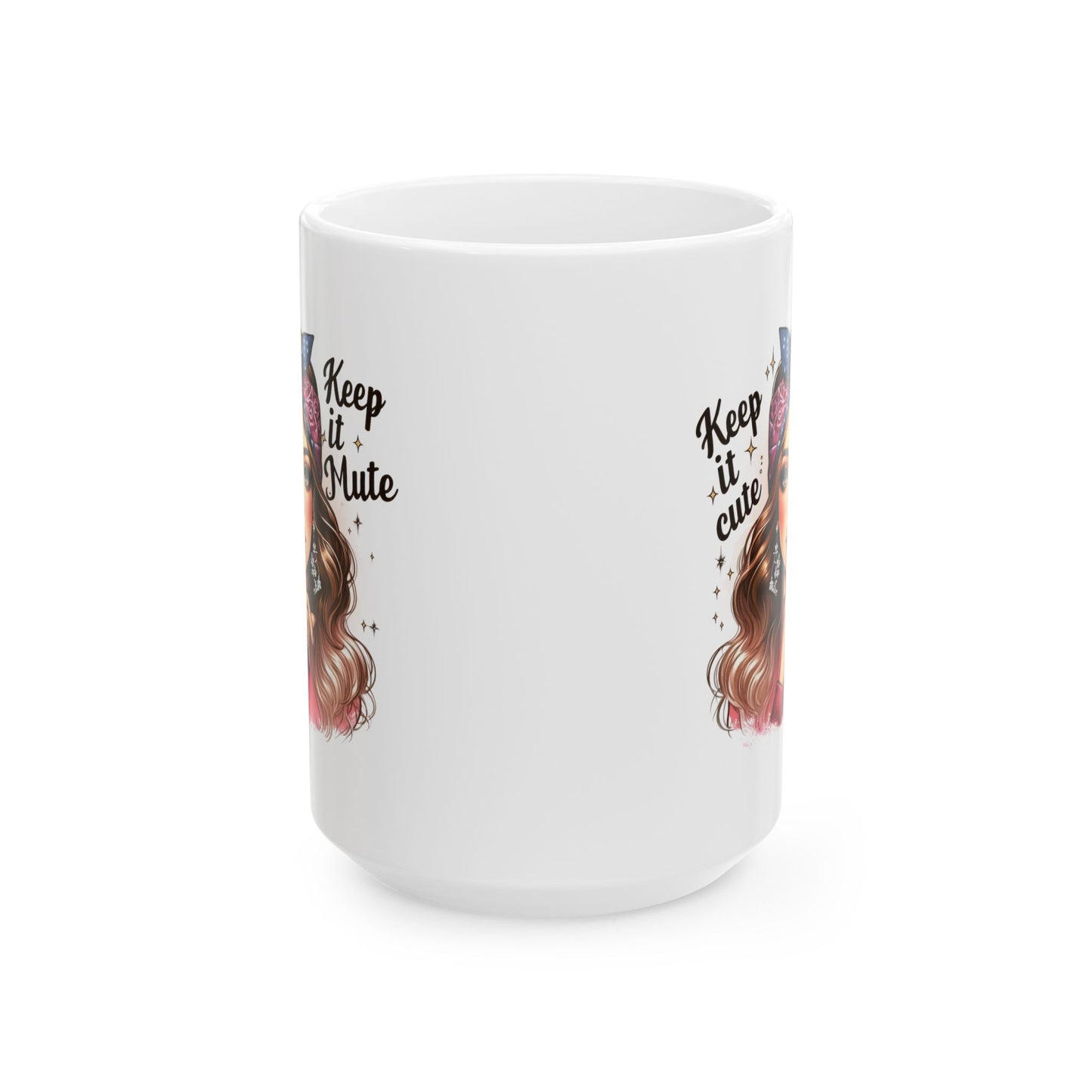 #61 Keep it cute, keep it mute - Funny Retro Girl Mug for Everyday Use | 11oz & 15oz Coffee Cup