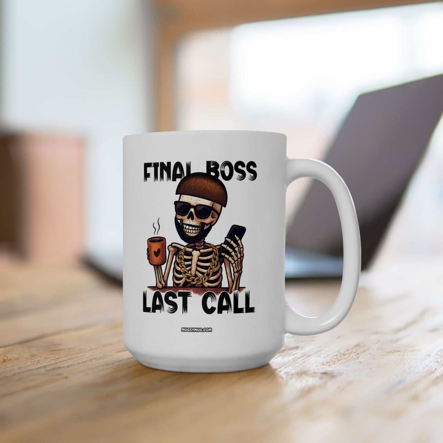 #777 - Final Boss Last Call - Funny Ibiza Skull Mug for Party Lovers | 11oz & 15oz Coffee Cup