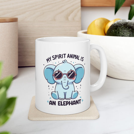 #81 My spirit animal is an elephant - Funny Animals Quotes Mug for Everyday Use | 11oz & 15oz Coffee Cup