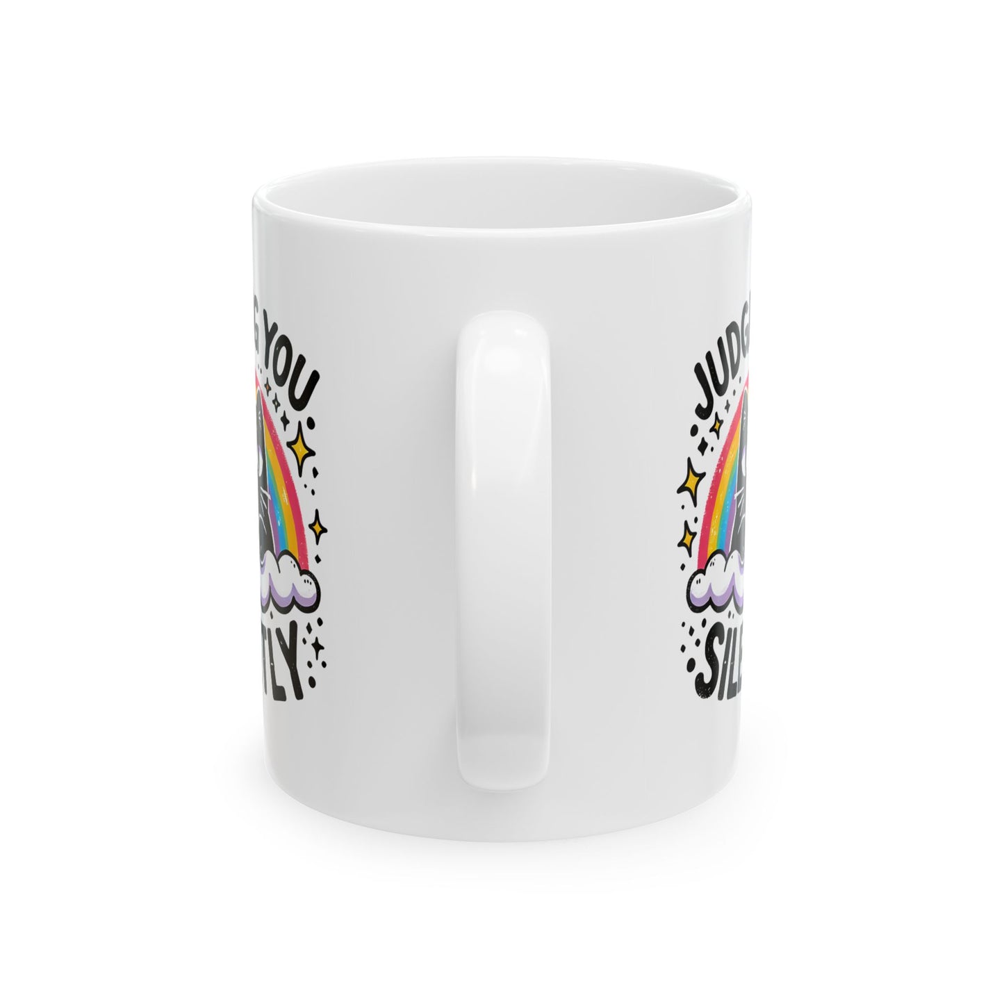 #18 Judging you silently - Funny Cat Lover Mug for Everyday Use | 11oz & 15oz Coffee Cup