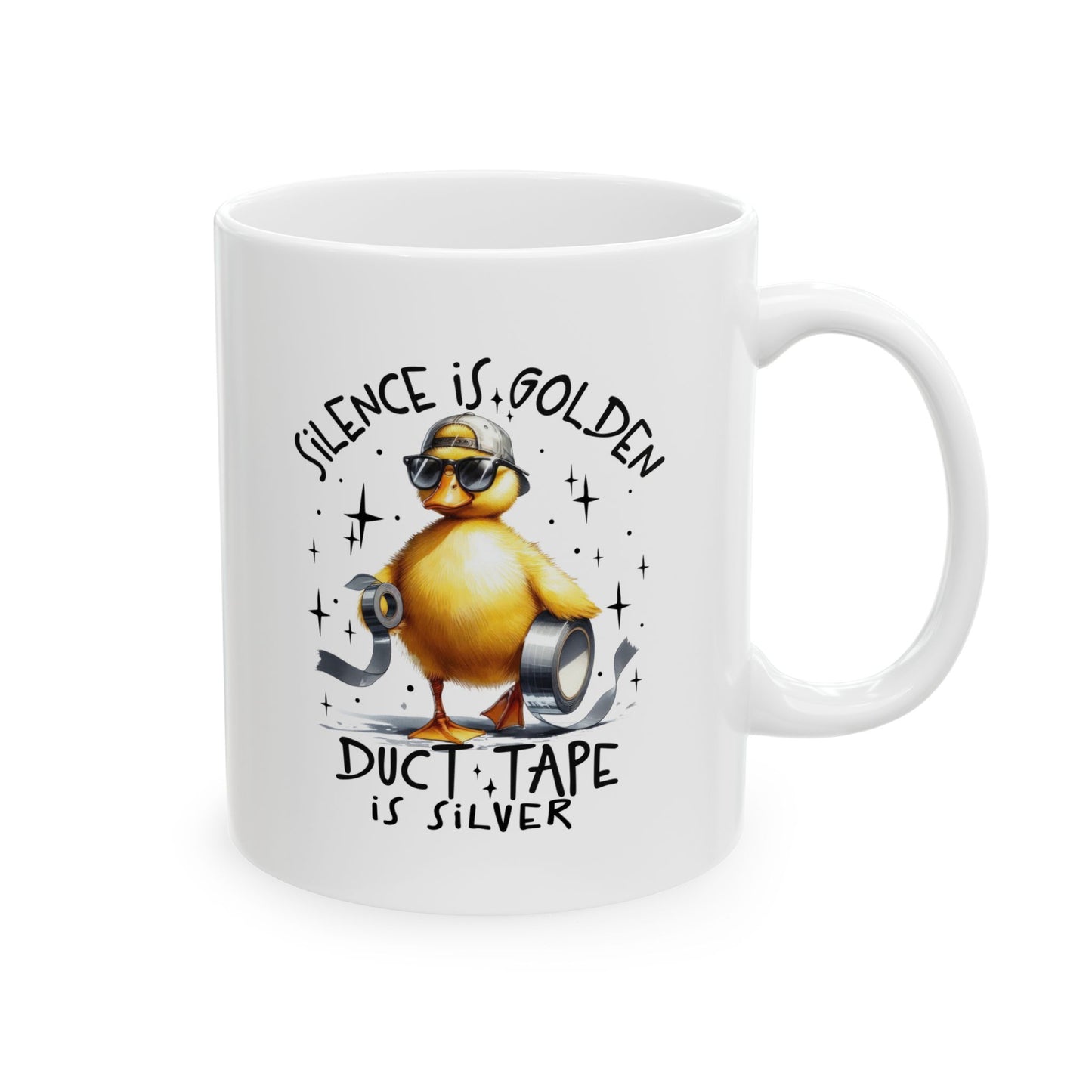 #100 Silence is golden, duct tape is silver - Funny Sarcastic Mug for Everyday Use | 11oz & 15oz Coffee Cup