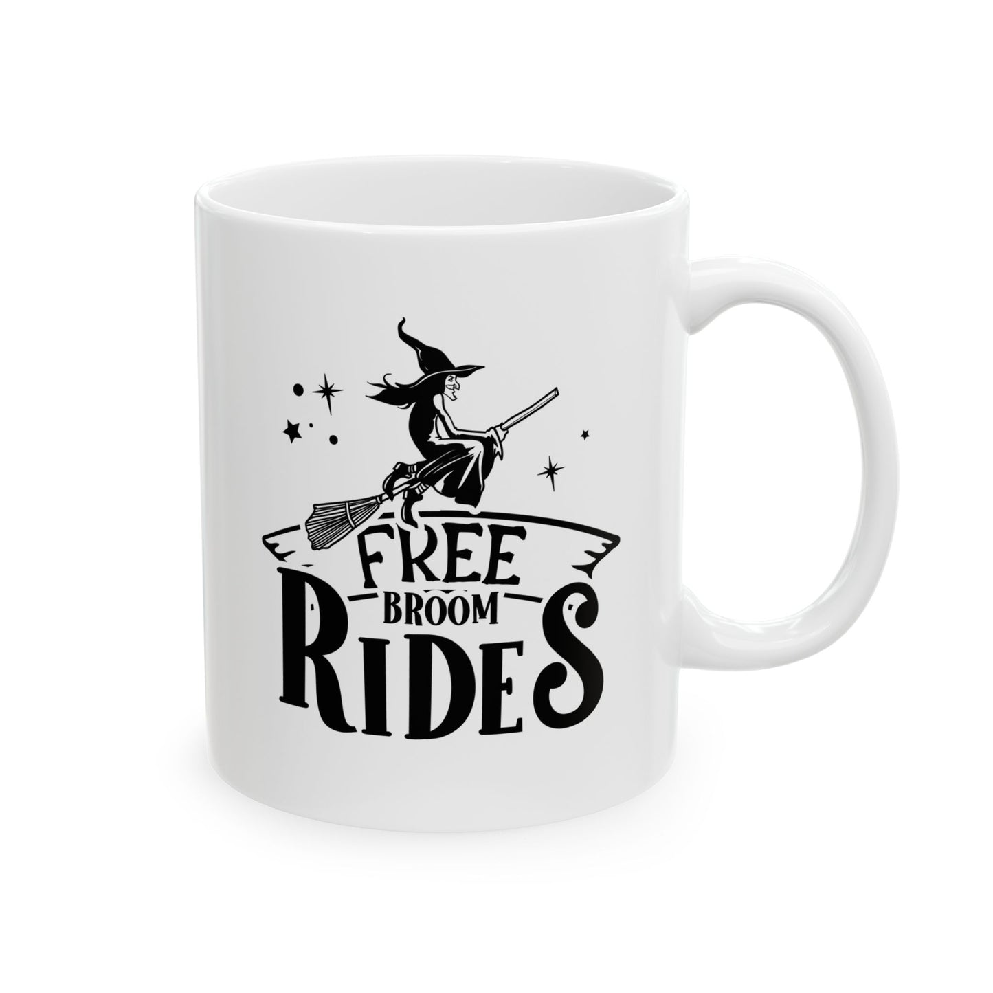 #122 Free Broom Rides – Spooky & Funny Halloween Mug | 11oz & 15oz Coffee Cup