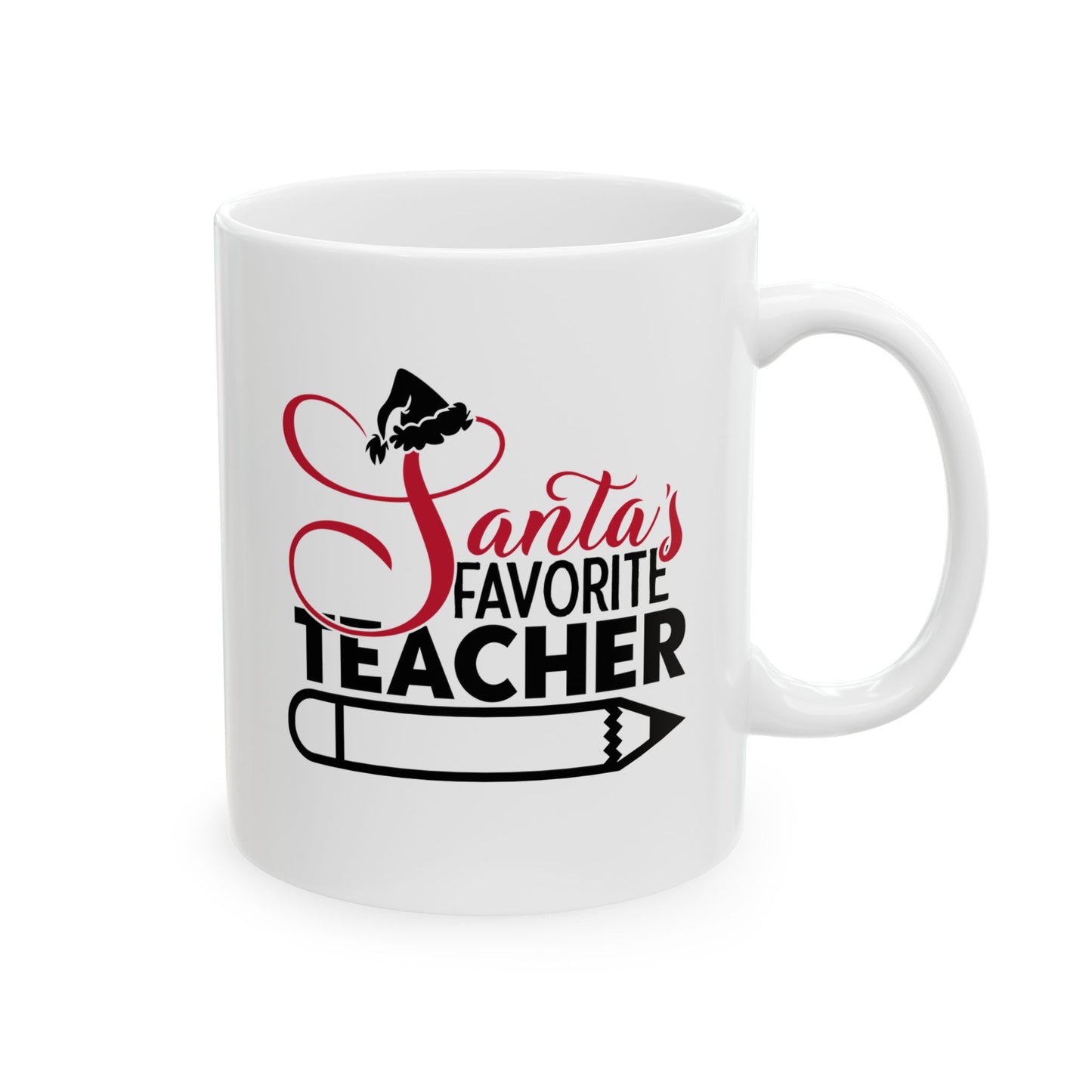 #206 Santa's favorite teacher - Funny Holiday & Festive Christmas Mug, Perfect Gift | 11oz & 15oz Coffee Cup