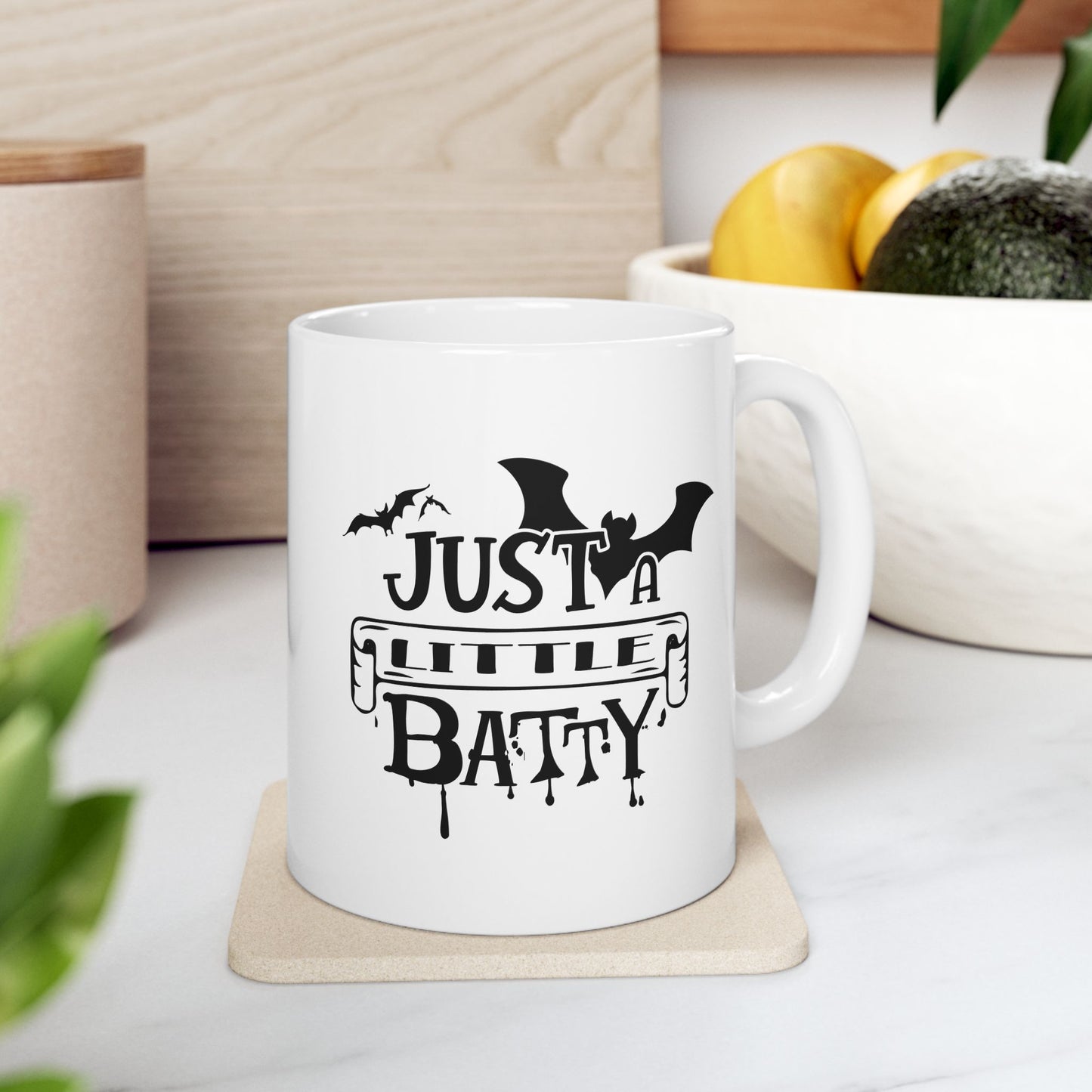 #134 Just a little batty – Spooky & Funny Halloween Mug | 11oz & 15oz Coffee Cup