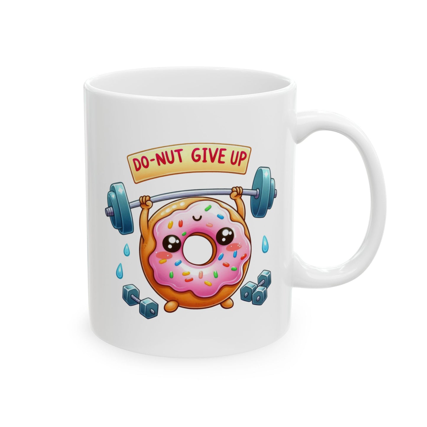 #241 Do-nut give up - Kawaii Motivation & Positivity Mug, Cute & Uplifting Gift | 11oz & 15oz Coffee Cup