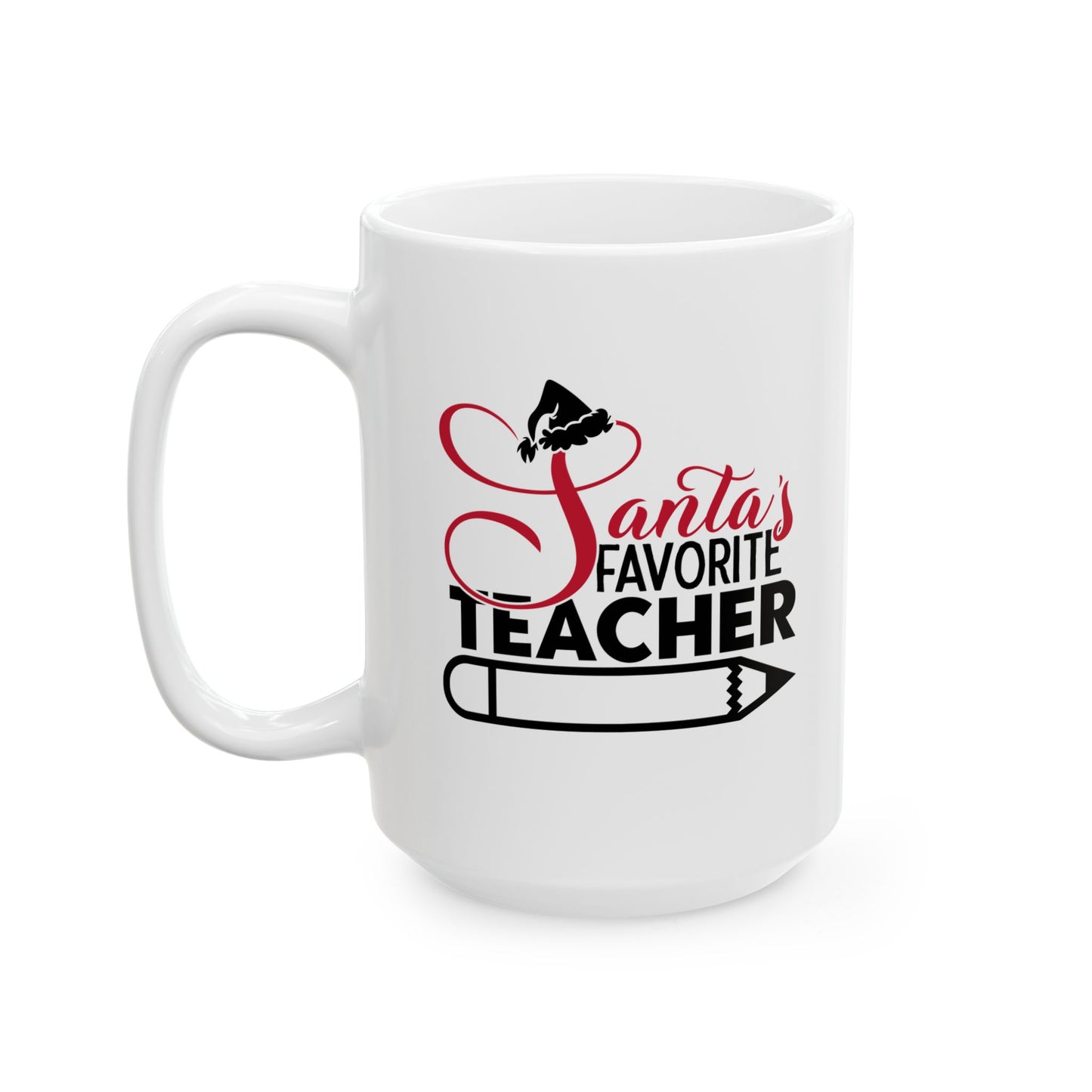 #206 Santa's favorite teacher - Funny Holiday & Festive Christmas Mug, Perfect Gift | 11oz & 15oz Coffee Cup