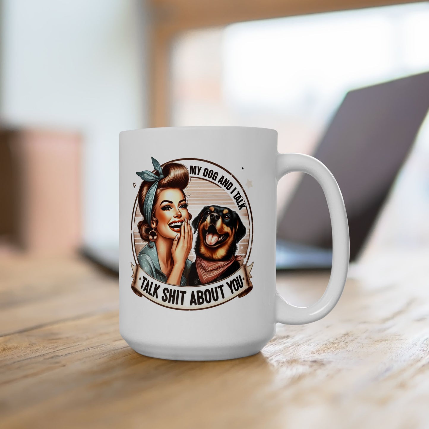 #63 Talk about you - Funny Retro Girl Mug for Everyday Use | 11oz & 15oz Coffee Cup