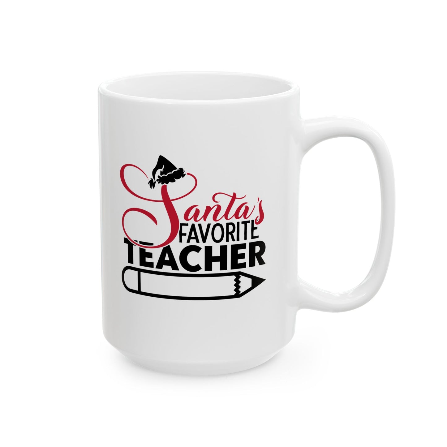 #206 Santa's favorite teacher - Funny Holiday & Festive Christmas Mug, Perfect Gift | 11oz & 15oz Coffee Cup