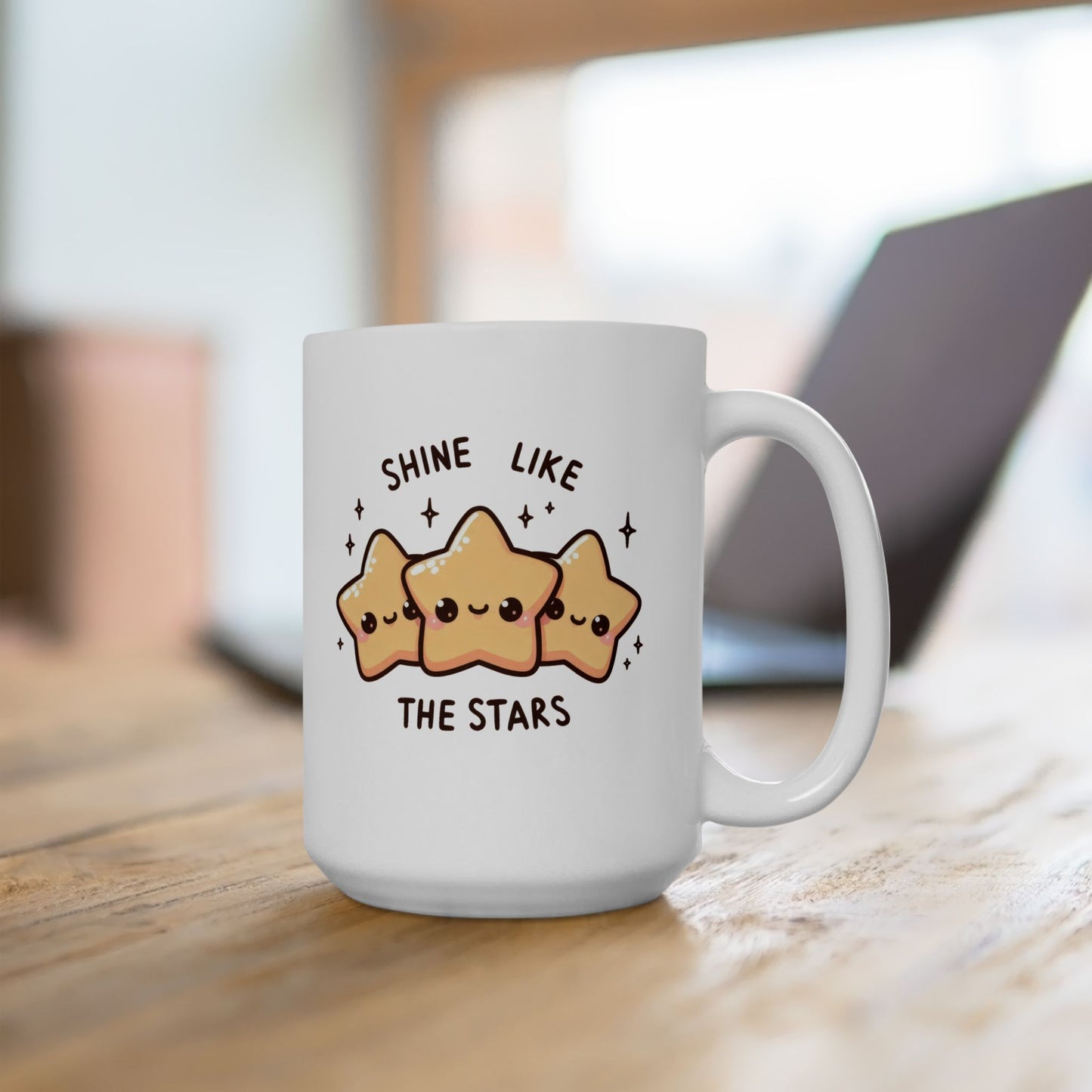#221 Shine like the stars - Kawaii Motivation & Positivity Mug, Cute & Uplifting Gift | 11oz & 15oz Coffee Cup