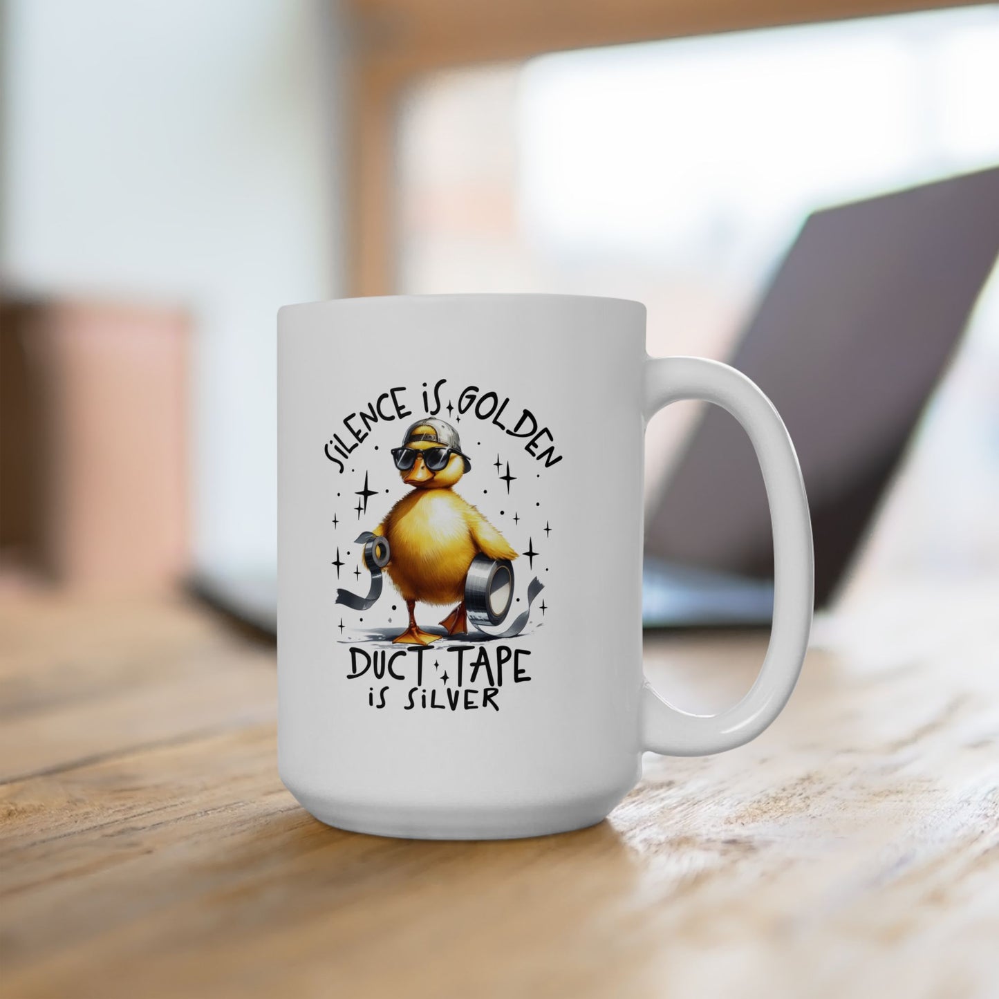 #100 Silence is golden, duct tape is silver - Funny Sarcastic Mug for Everyday Use | 11oz & 15oz Coffee Cup