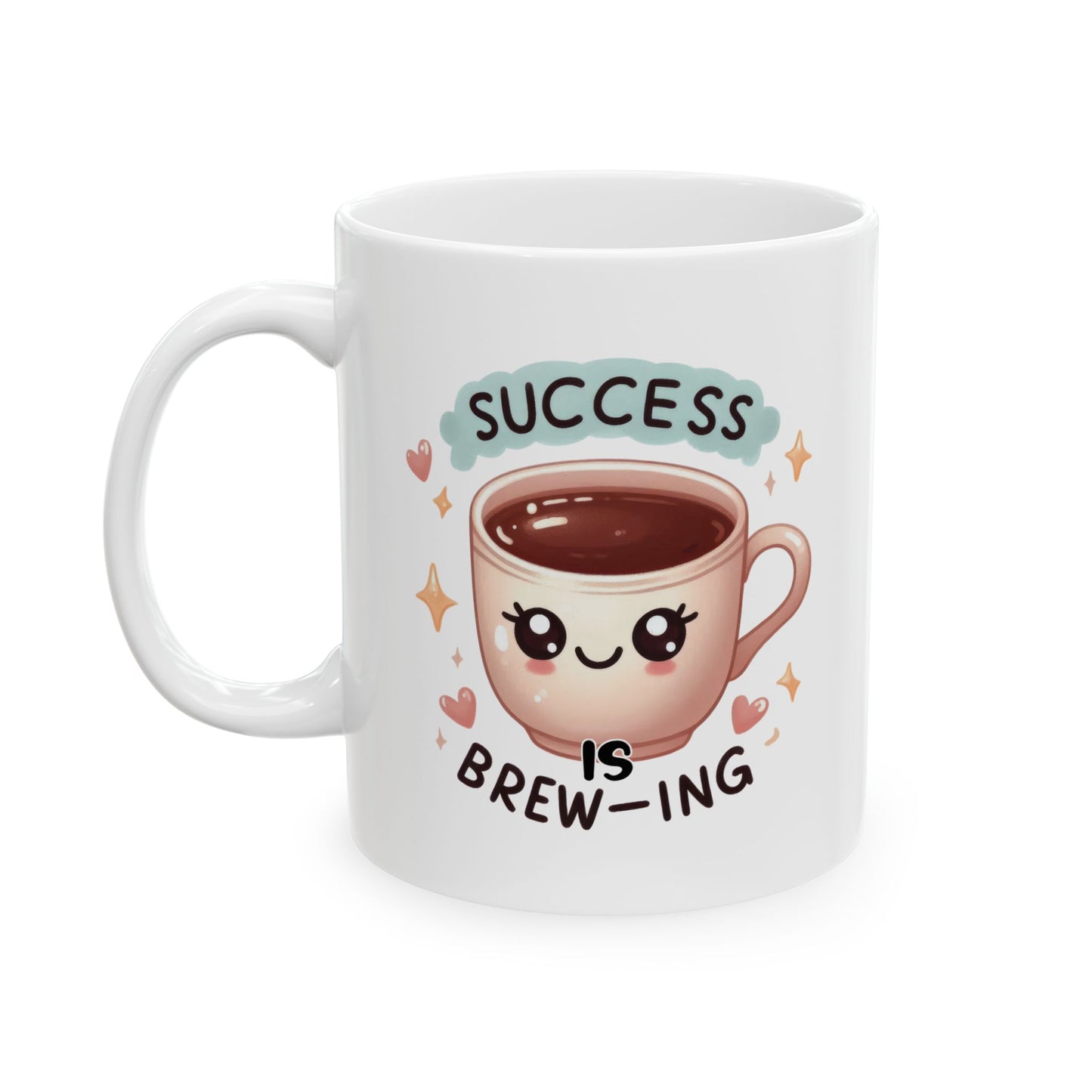 #246 Success brewing - Kawaii Motivation & Positivity Mug, Cute & Uplifting Gift | 11oz & 15oz Coffee Cup