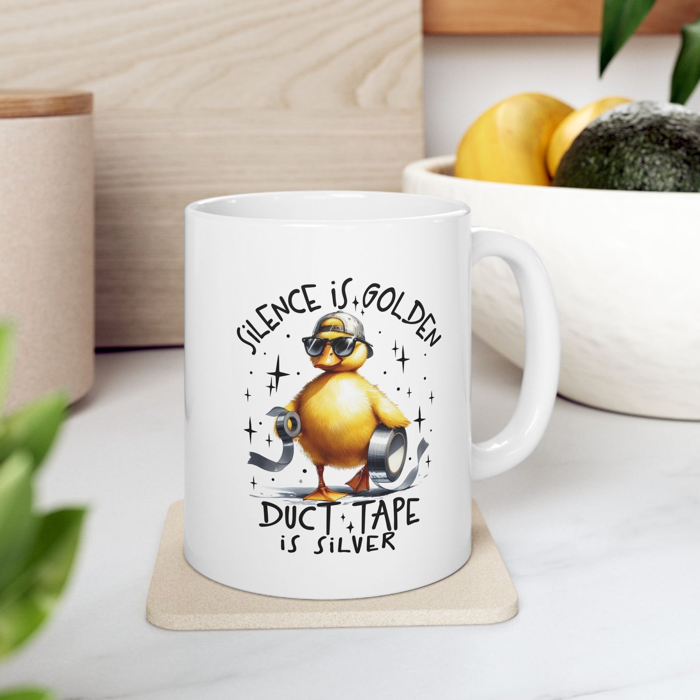 #100 Silence is golden, duct tape is silver - Funny Sarcastic Mug for Everyday Use | 11oz & 15oz Coffee Cup