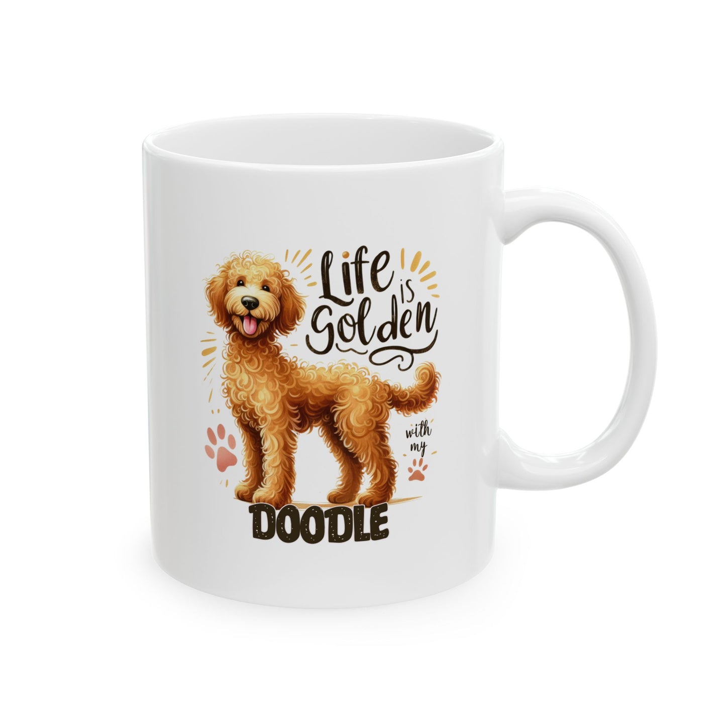 #42 Life is golden with my doodle - Funny Dog Lover Mug for Everyday Use | 11oz & 15oz Coffee Cup