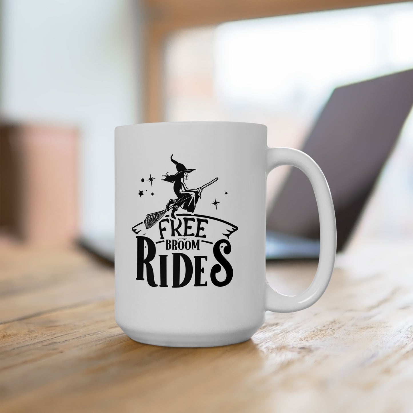 #122 Free Broom Rides – Spooky & Funny Halloween Mug | 11oz & 15oz Coffee Cup