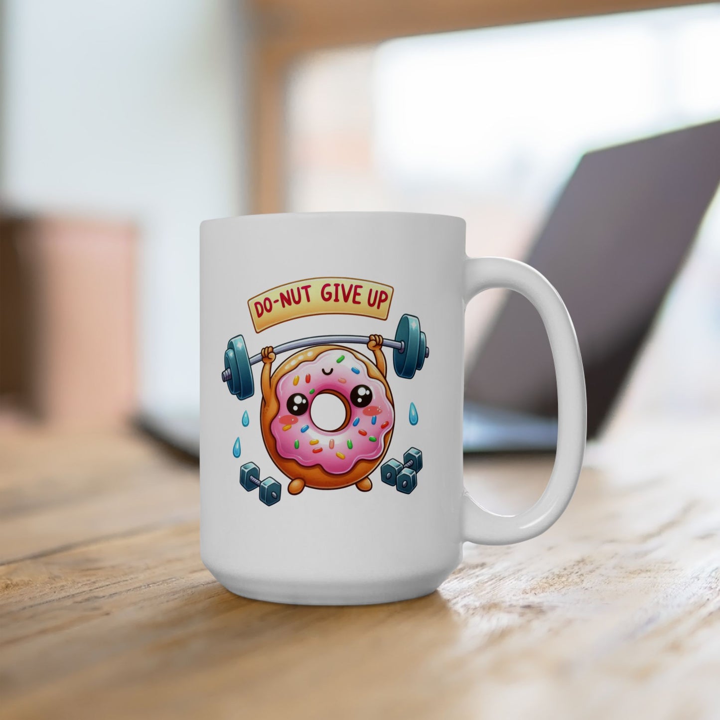 #241 Do-nut give up - Kawaii Motivation & Positivity Mug, Cute & Uplifting Gift | 11oz & 15oz Coffee Cup