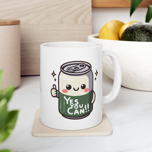 #225 Yes You Can - Kawaii Motivation & Positivity Mug, Cute & Uplifting Gift | 11oz & 15oz Coffee Cup
