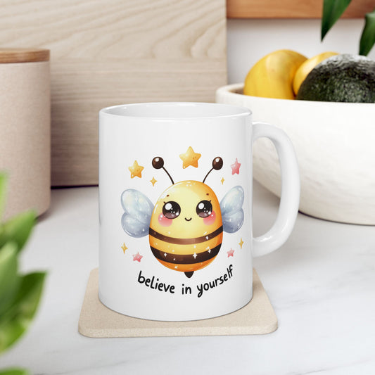 #233 Believe in yourself - Kawaii Motivation & Positivity Mug, Cute & Uplifting Gift | 11oz & 15oz Coffee Cup