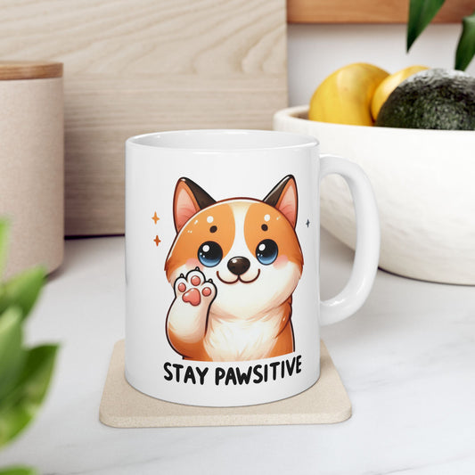 #238 Stay pawsitive - Kawaii Motivation & Positivity Mug, Cute & Uplifting Gift | 11oz & 15oz Coffee Cup