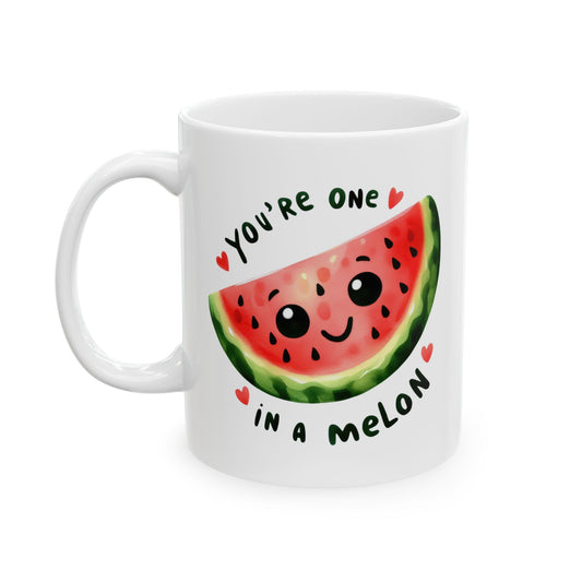 #245 You're one in a melon - Kawaii Motivation & Positivity Mug, Cute & Uplifting Gift | 11oz & 15oz Coffee Cup