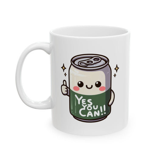 #225 Yes You Can - Kawaii Motivation & Positivity Mug, Cute & Uplifting Gift | 11oz & 15oz Coffee Cup