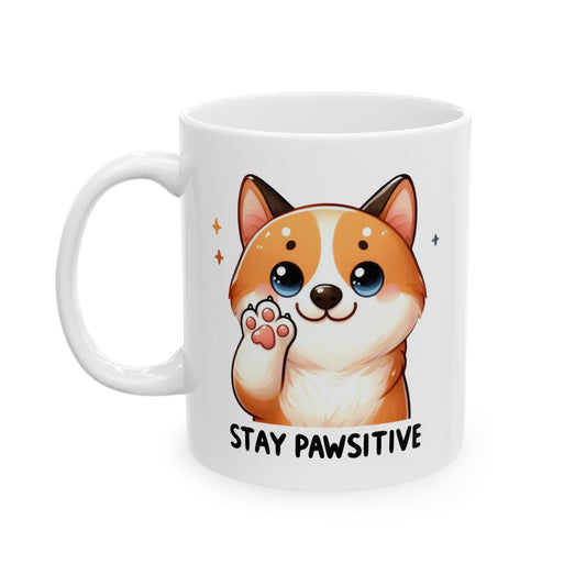 #238 Stay pawsitive - Kawaii Motivation & Positivity Mug, Cute & Uplifting Gift | 11oz & 15oz Coffee Cup
